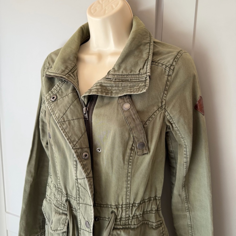 VTG Hollister Utility Jacket SM Drab Green Military Y2K Camp Festival Streetwear - Picture 5 of 12